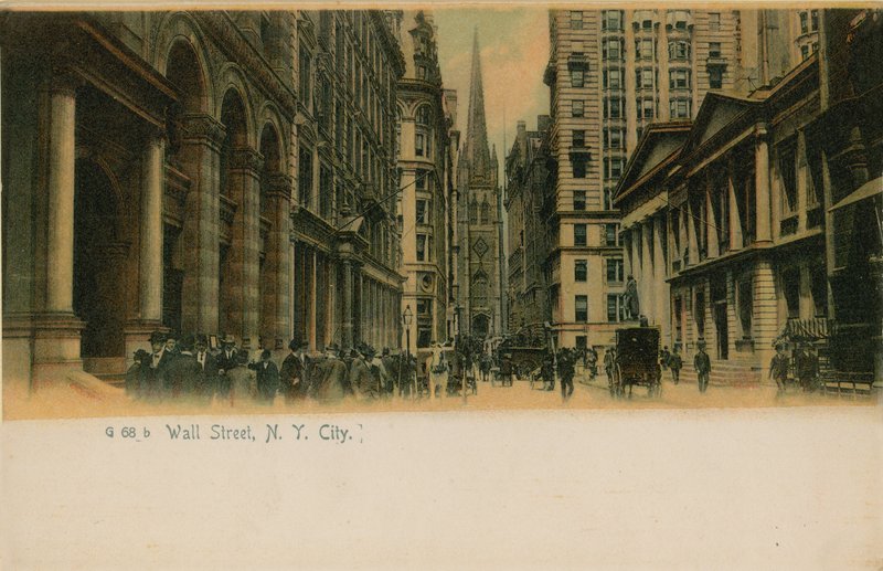 Wall Street, New York City. Postkort sendt i 1913. af American Photographer