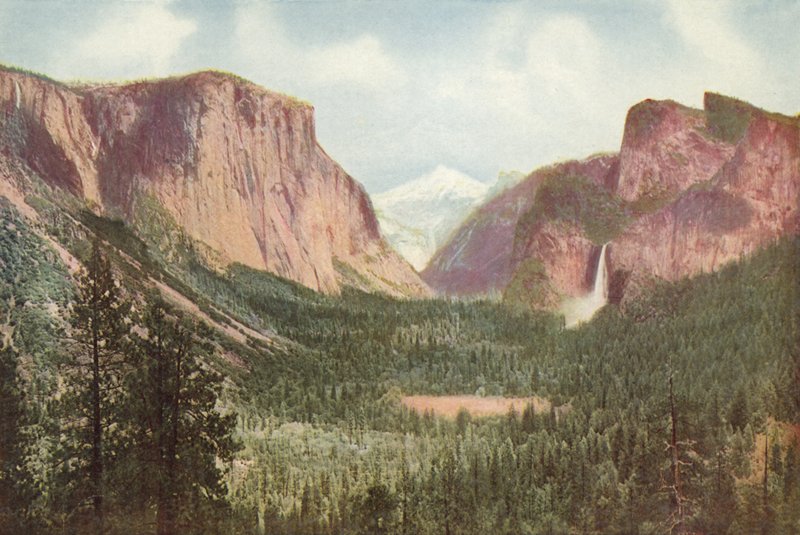 Yosemite Valley, Californien, generel udsigt fra Artists Point (farvet foto) af American Photographer