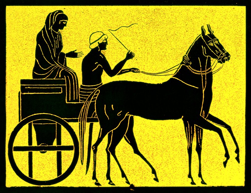 En græsk vogn, illustration fra History of Greece af Victor Duruy, udgivet 1890 (digitalt forbedret billede) af American School