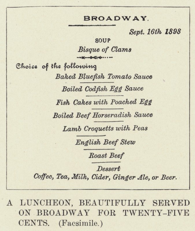 En frokost, smukt serveret på Broadway for 25 cent, fax (litho) af American School