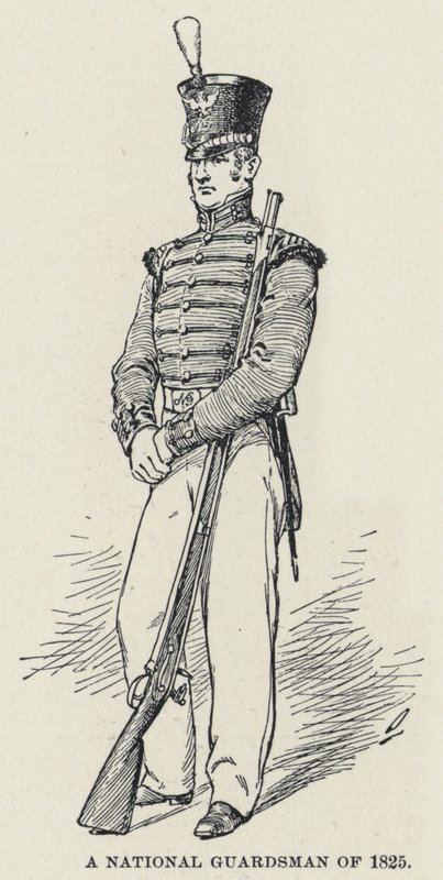 En nationalgarde fra 1825 (litho) af American School
