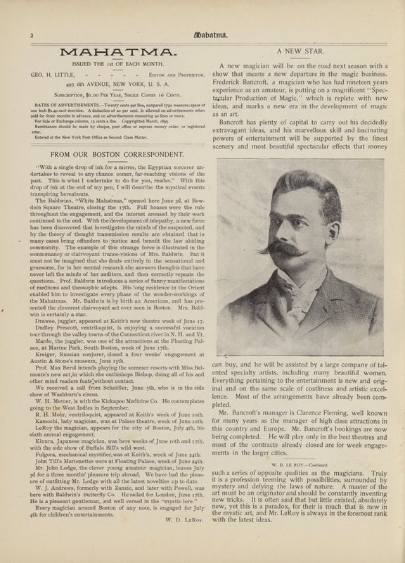En ny stjerne, Frederick Bancroft af American School