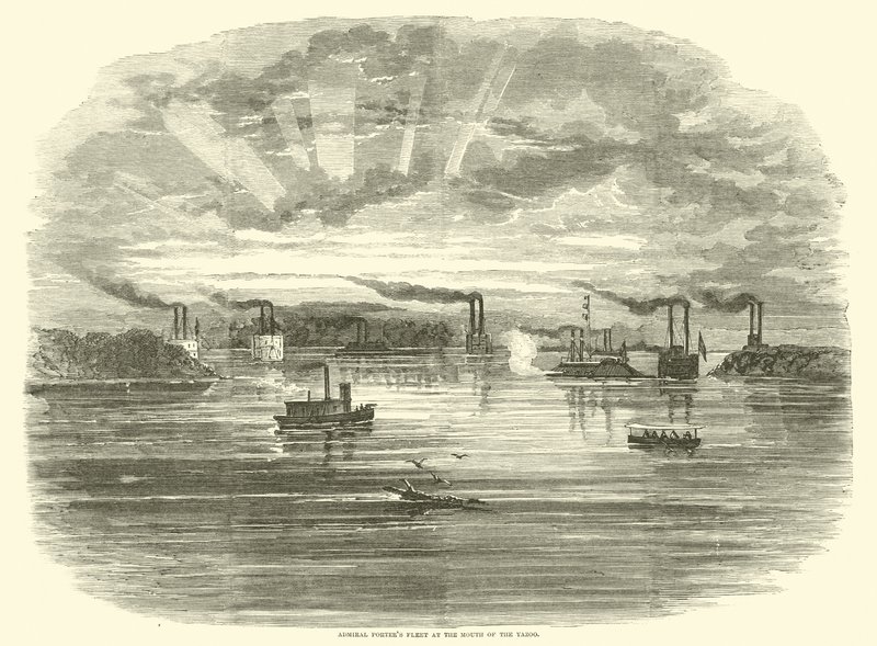 Admiral Porters flåde ved mundingen af Yazoo, december 1862 af American School