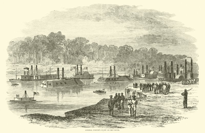 Admiral Porters flåde på Red River, marts 1864 af American School