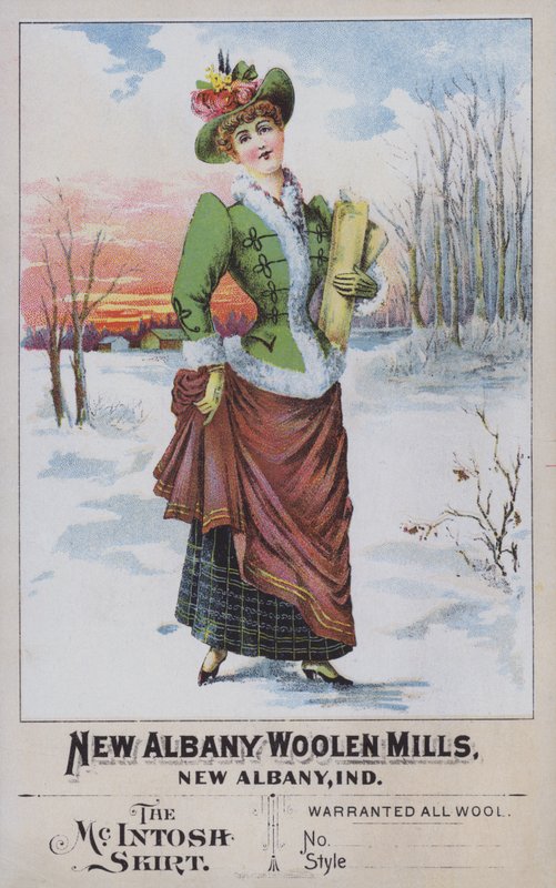 Annonce for McIntosh-nederdelen, fra New Albany Woolen Mills, Indiana, USA (chromolitho) af American School
