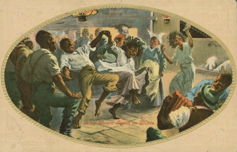 Afroamerikansk dans i Dixie (farve litho) af American School