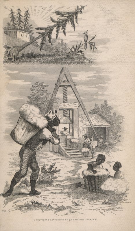Afroamerikanere, der arbejder på en bomuldsfabrik af American School