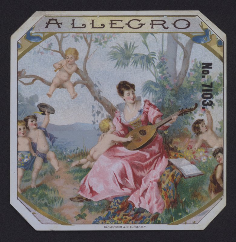 Allegro, cigaretiket (chromolitho) af American School