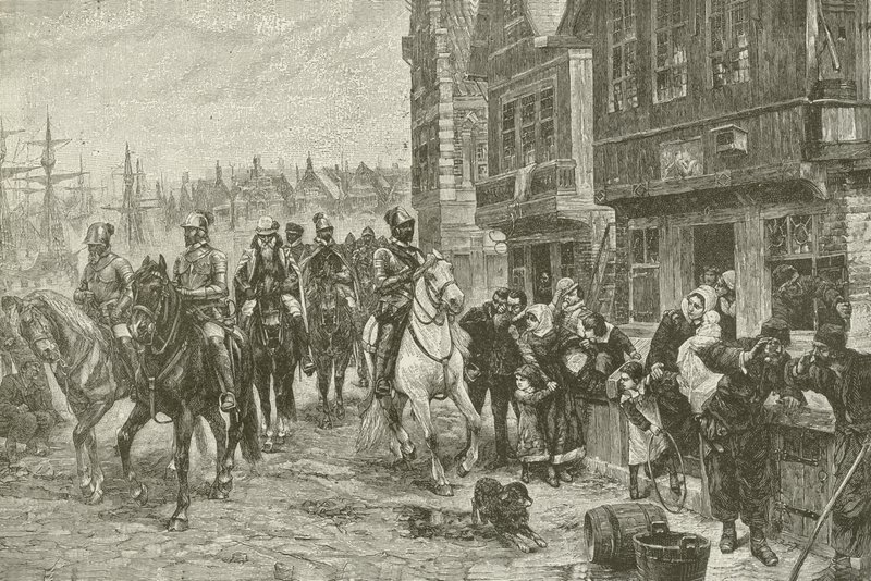 Alvas sidste tur gennem Amsterdam, fra maleriet af Chas Rochussen af American School