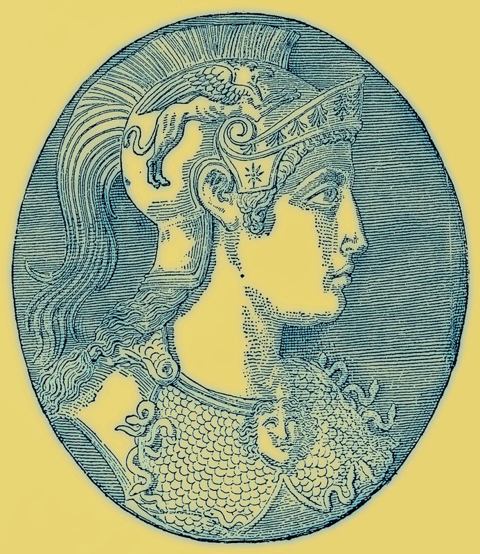 Athene, illustration fra History of Greece af Victor Duruy, udgivet 1890 (digitalt forbedret billede) af American School