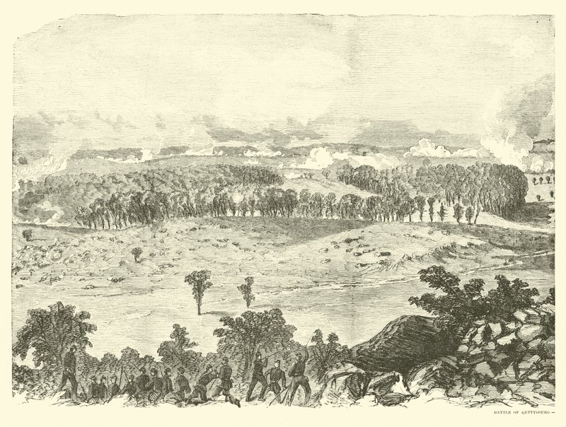 Slaget ved Gettysburg, Summit of Little Round Top, 2. juli, juli 1863 af American School