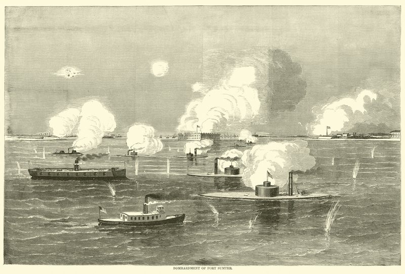 Bombardement af Fort Sumter, april 1863 af American School
