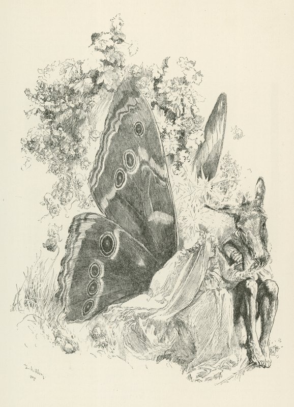 Bottom og Titania, figurer fra William Shakespeares skuespil En skærsommernatsdrøm (kobberstik) af American School