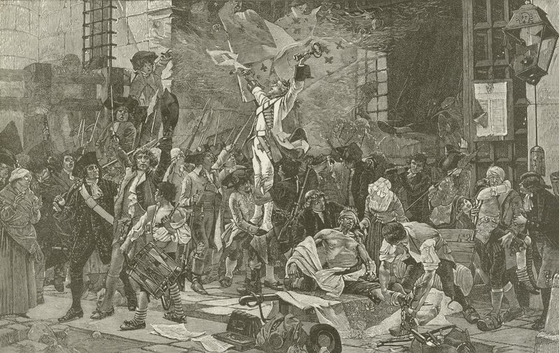 Capture of the Bastille, maleri af Francois Flameng af American School