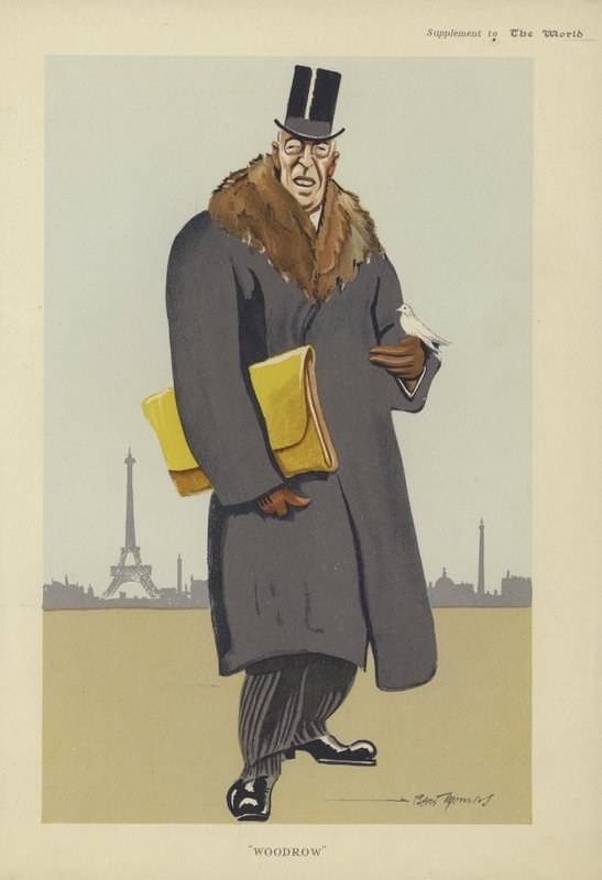 Karikatur af Woodrow Wilson (farvelitografi) af American School