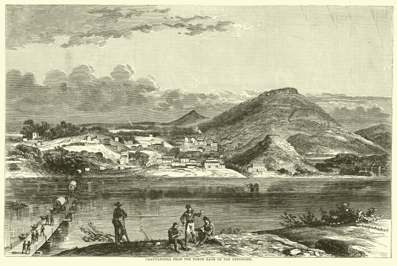Chattanooga fra den nordlige bred af Tennessee, september 1863 af American School