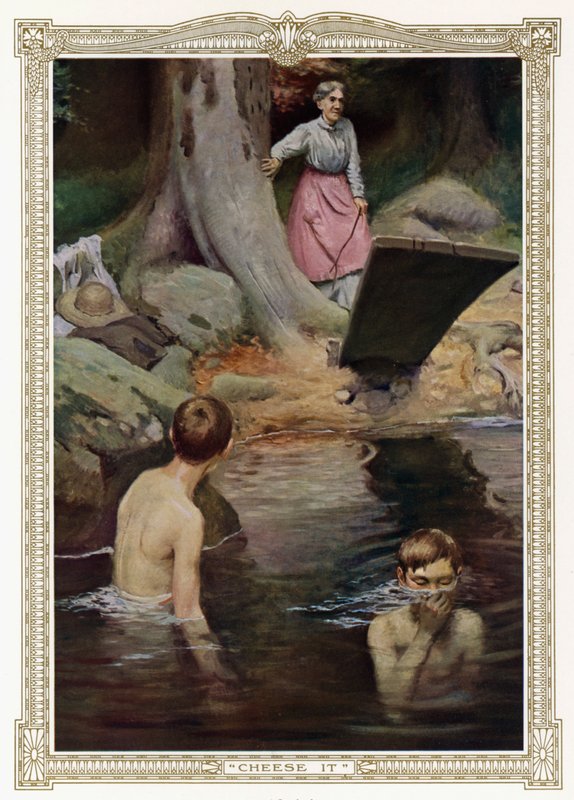 Cheese It, Boys swimming (litografi) af American School