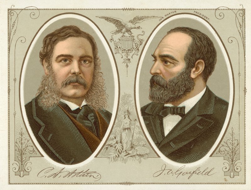 Chester A Arthur, James A Garfield (chromolitho) af American School