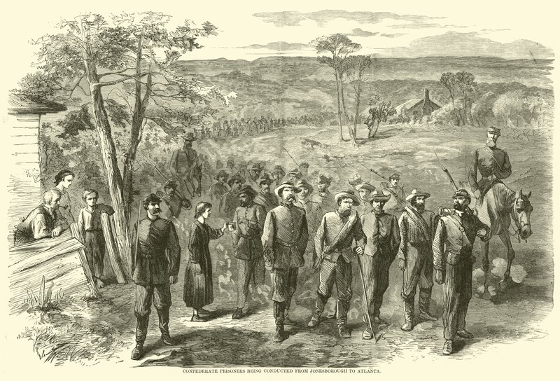 Konfødererede fanger blev ført fra Jonesborough til Atlanta, september 1864 af American School