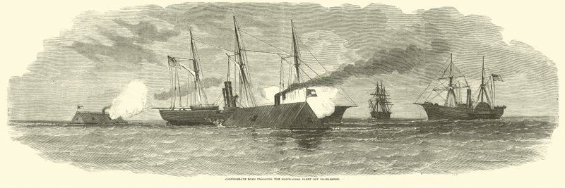 Konfødererede væddere engagerer blokadeflåden ud for Charleston, januar 1863 af American School