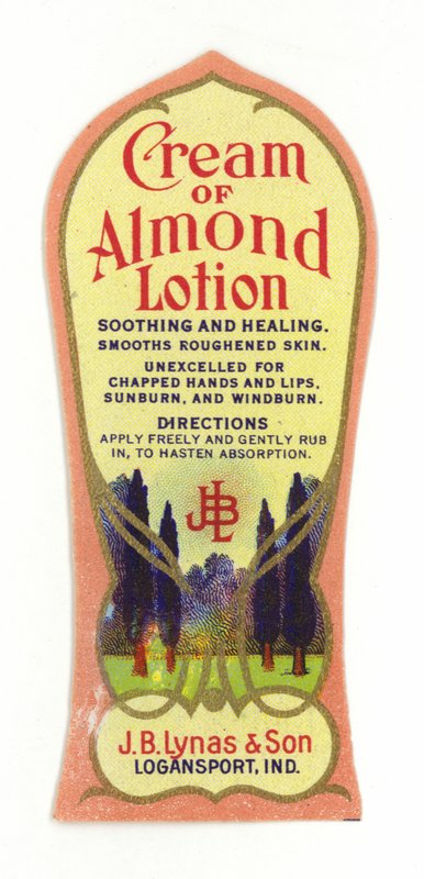 Cream of Almond Lotion Label, J B Lynas & Son af American School