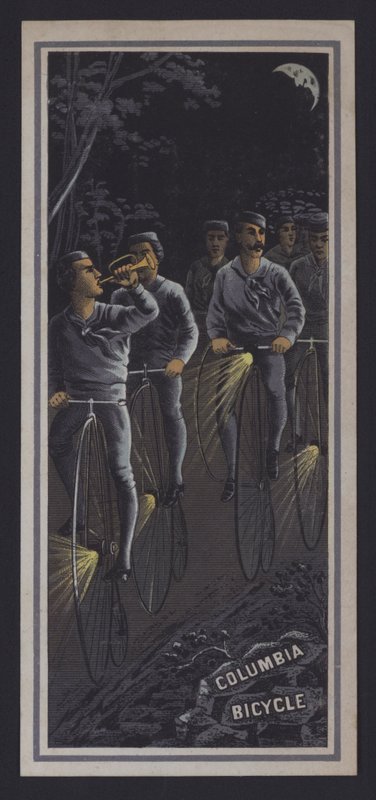 Cyklister, der kører om natten (farve litho) af American School