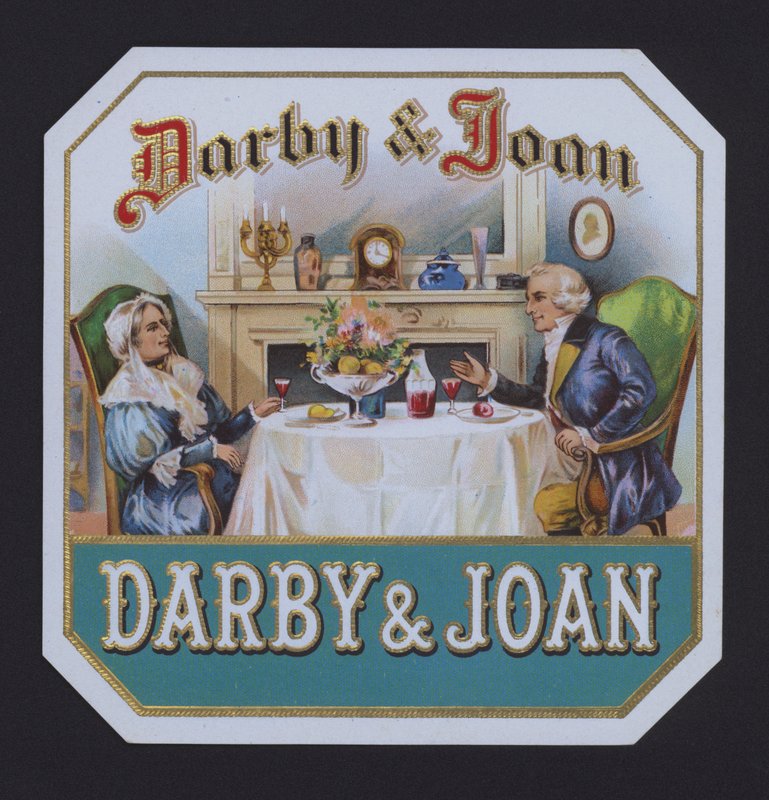 Darby og Joan, cigaretiket (chromolitho) af American School