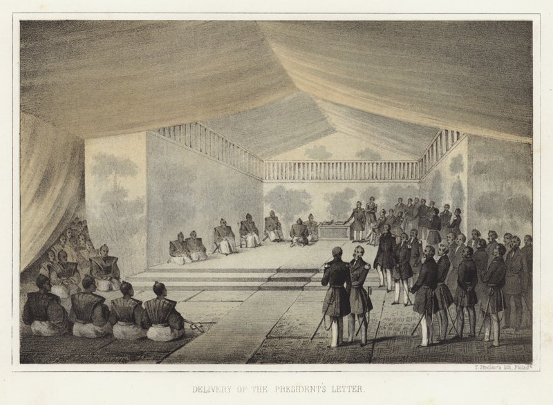 Udlevering af præsidentens brev, Kurihama, Japan, 14. juli 1853 af American School