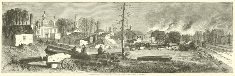 Ødelæggelse af depoter, offentlige bygninger og fabrikker i Atlanta, november 1864 af American School