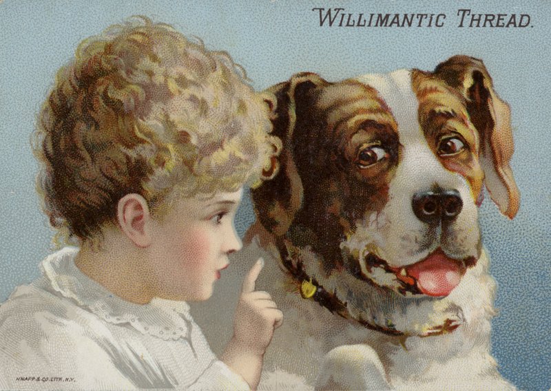 Hund og lille barn af American School