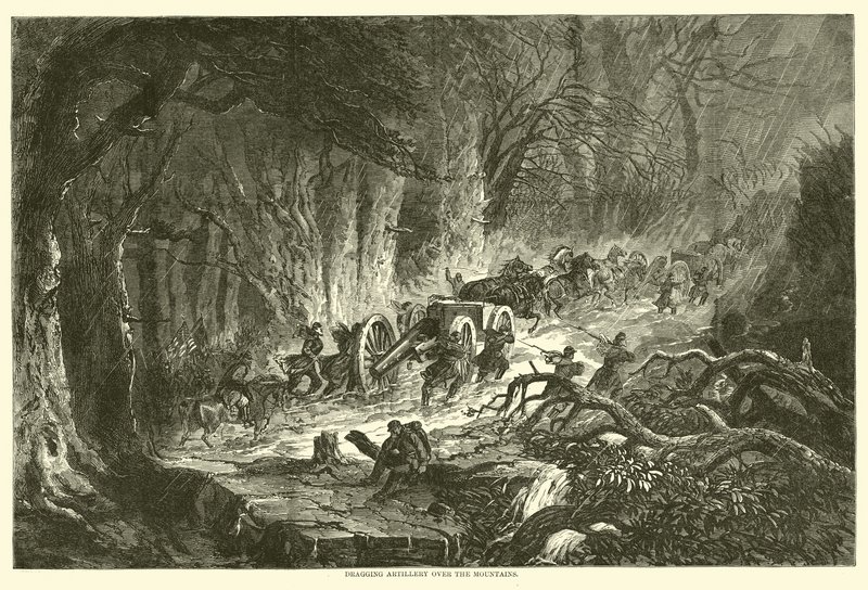 Slæbende artilleri over bjergene, august 1863 af American School