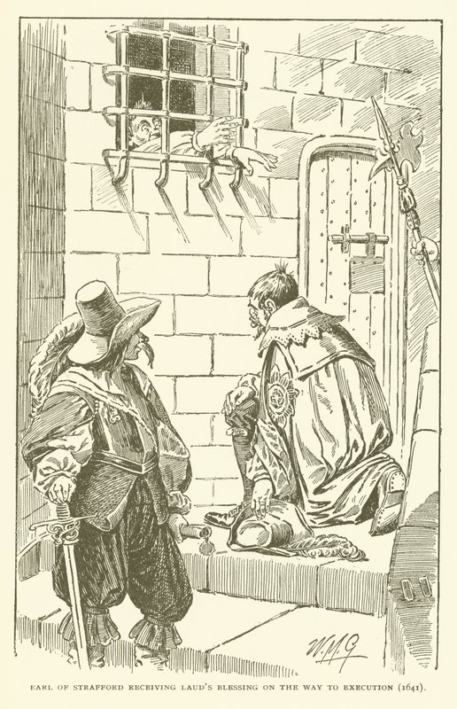 Jarl af Strafford modtog Lauds velsignelse på vej til henrettelse (1641) (gravering) af American School
