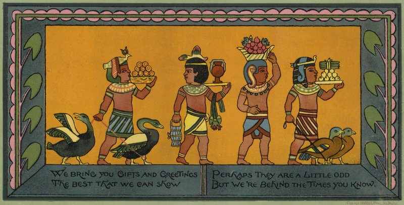 Julekort med egyptisk tema (farve litho) af American School