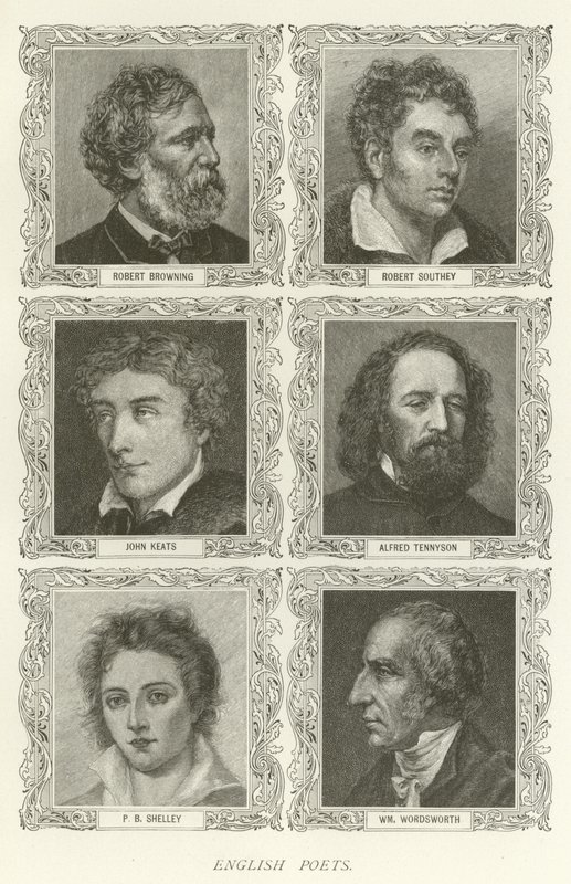Engelske digtere, Robert Browning, Robert Southey, John Keats, Alfred Tennyson, P B Shelley, William Wordsworth af American School