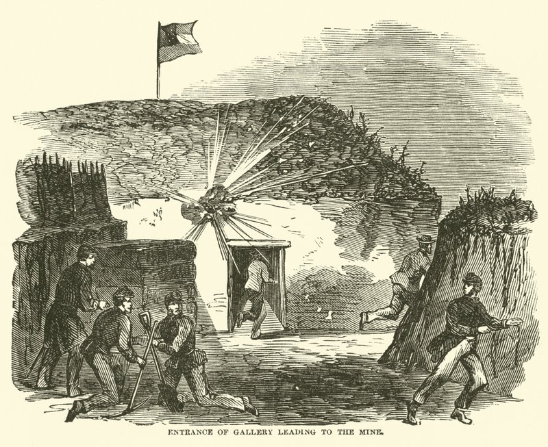 Indgang til galleri, der fører til minen, juni 1863 af American School