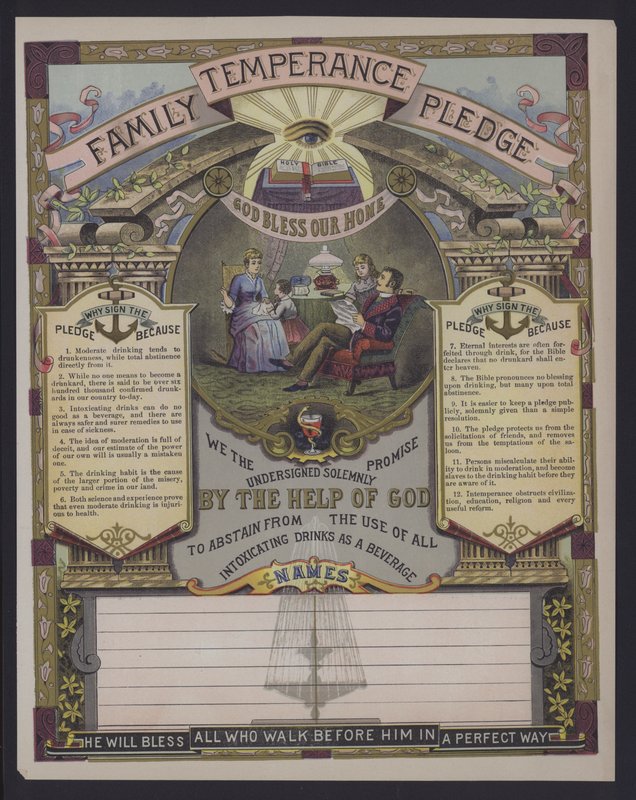 Familiens afholdsløfte (farvet indgravering) af American School