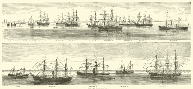 Føderal flåde ved Hampton Roads, december 1864 af American School