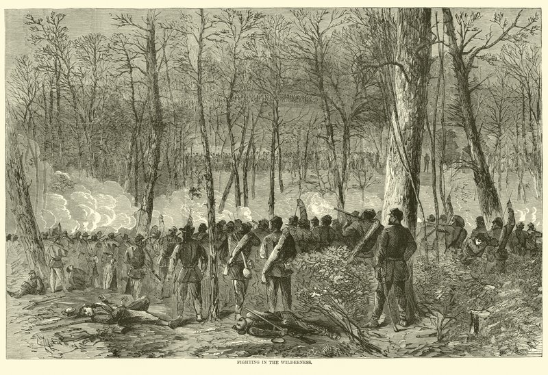 Fighting in the Wilderness, maj 1864 af American School