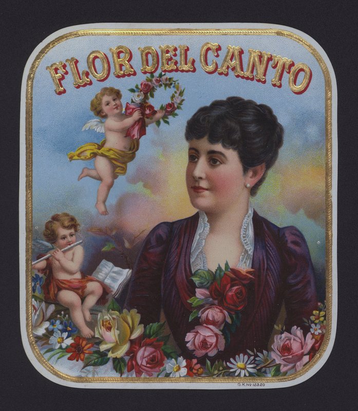 Flor del Canto, cigaretiket (chromolitho) af American School