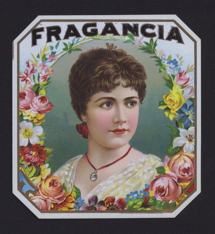 Fragancia, cigaretiket (chromolitho) af American School