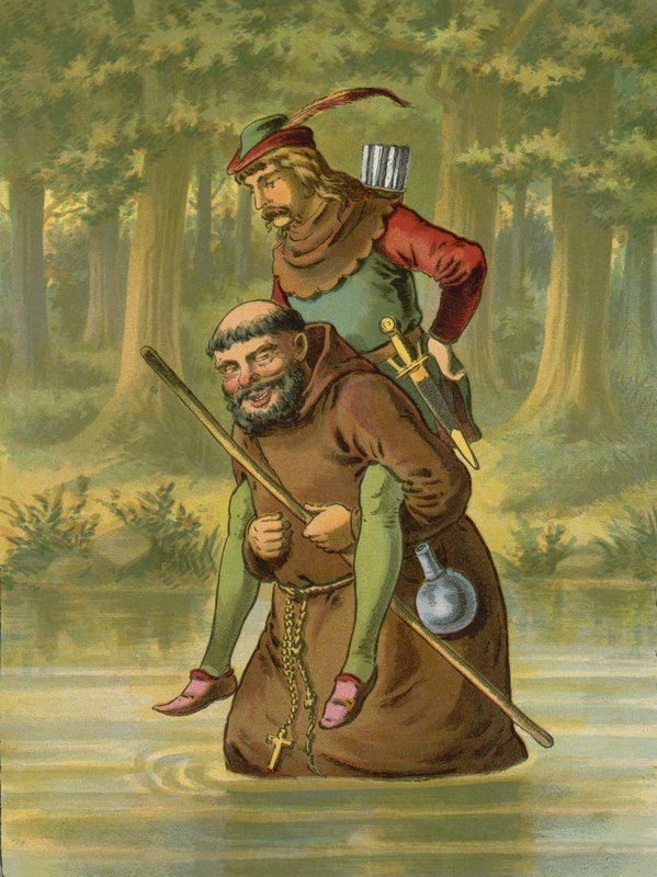 Friar Tuck carries Robin Hood over the water  af American School