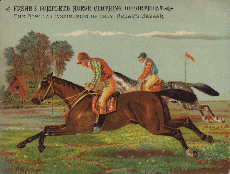 Galoperende heste med jockeyer af American School