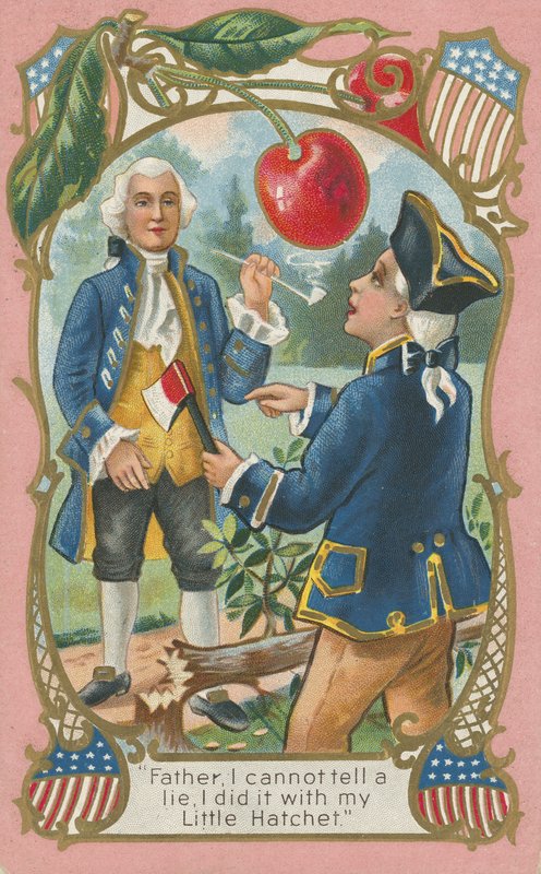 George Washington bekender over for sin far (farve litho) af American School
