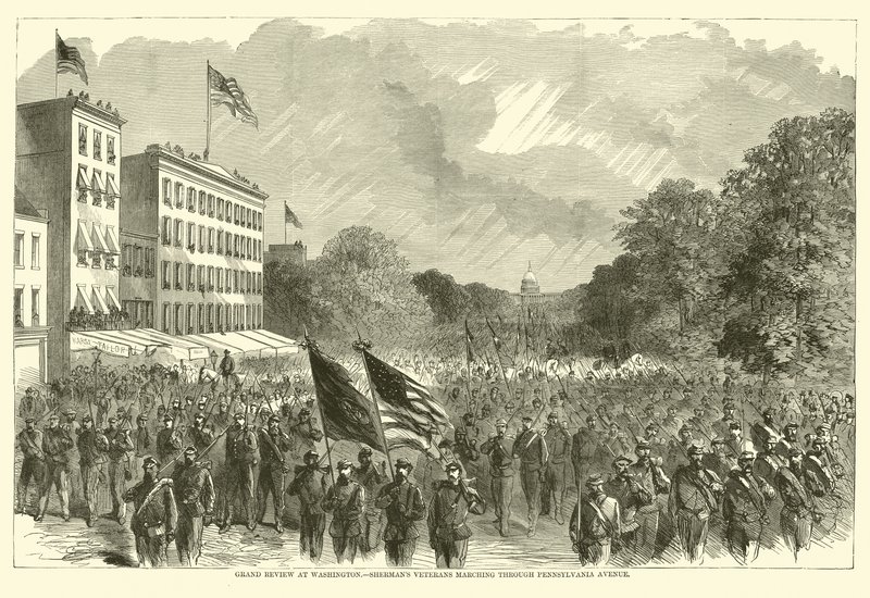 Stor anmeldelse i Washington, Shermans veteraner, der marcherer gennem Pennsylvania Avenue, maj 1865 af American School