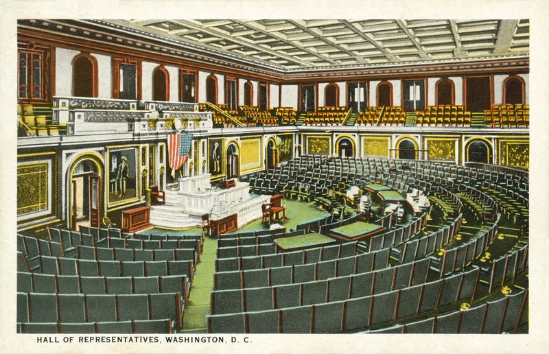 Hall of Representatives, Washington DC, USA (farve litho) af American School