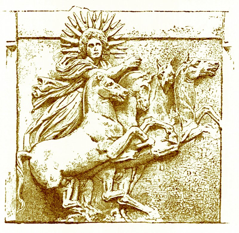 Helios upon his chariot, illustration fra History of Greece af Victor Duruy, udgivet 1890 (digitalt forbedret billede) af American School