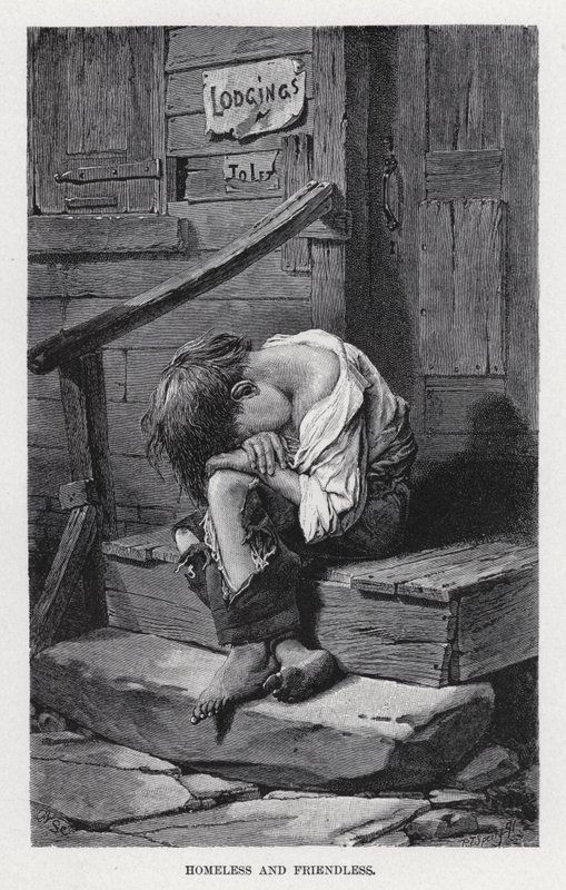 Hjemløs og venneløs (litho) af American School