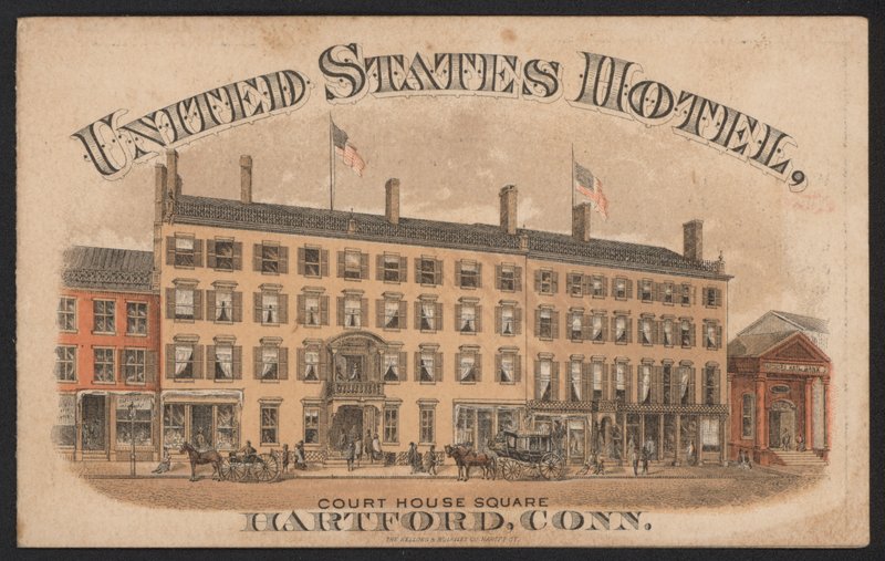 Hotel Trade Card (farvet gravering) af American School
