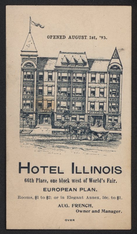 Hotel Trade Card (farvet gravering) af American School