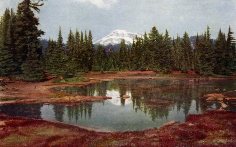 I Oregon-bjergene (farve litho) af American School